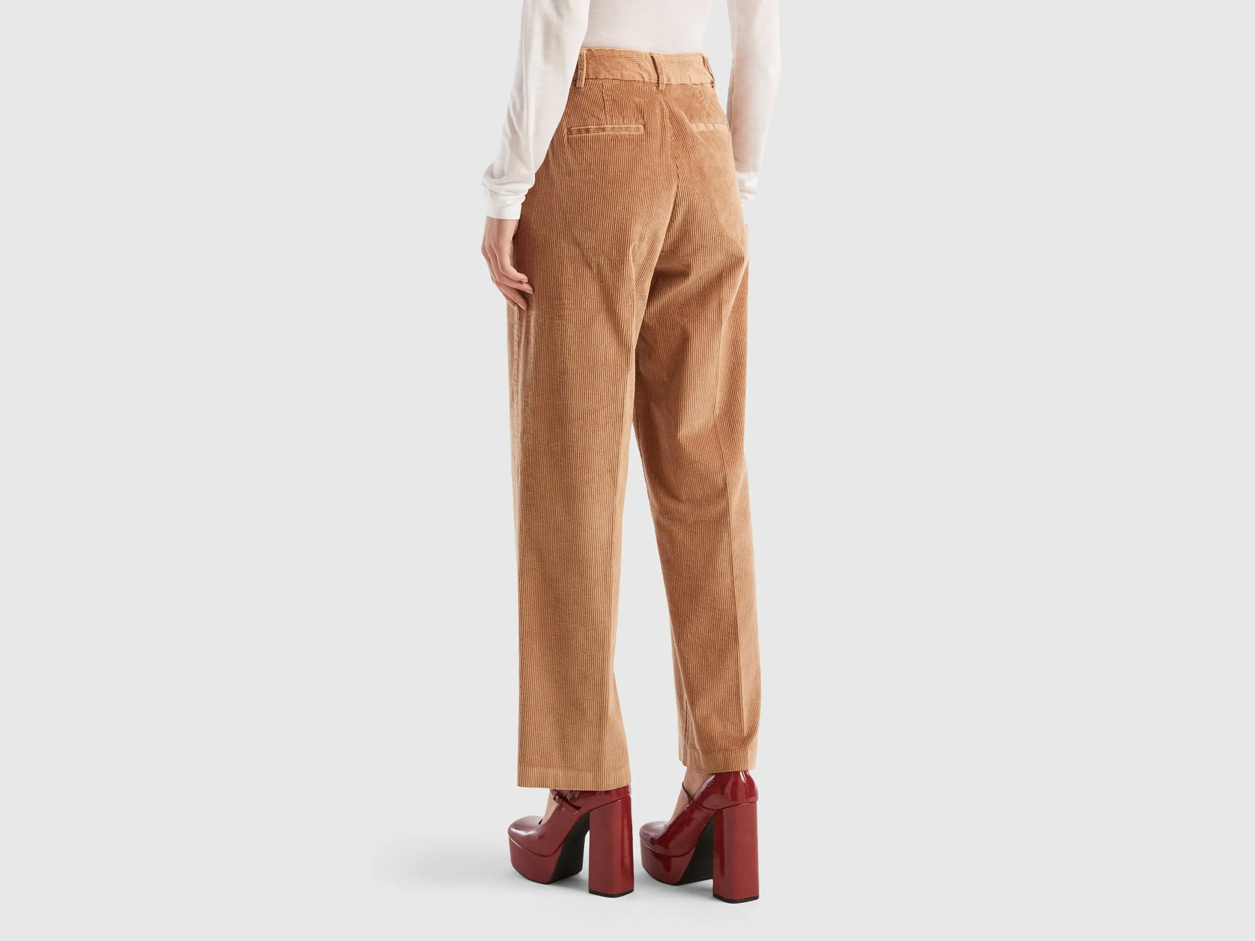 Straight Fit Camel Corduroy Pants