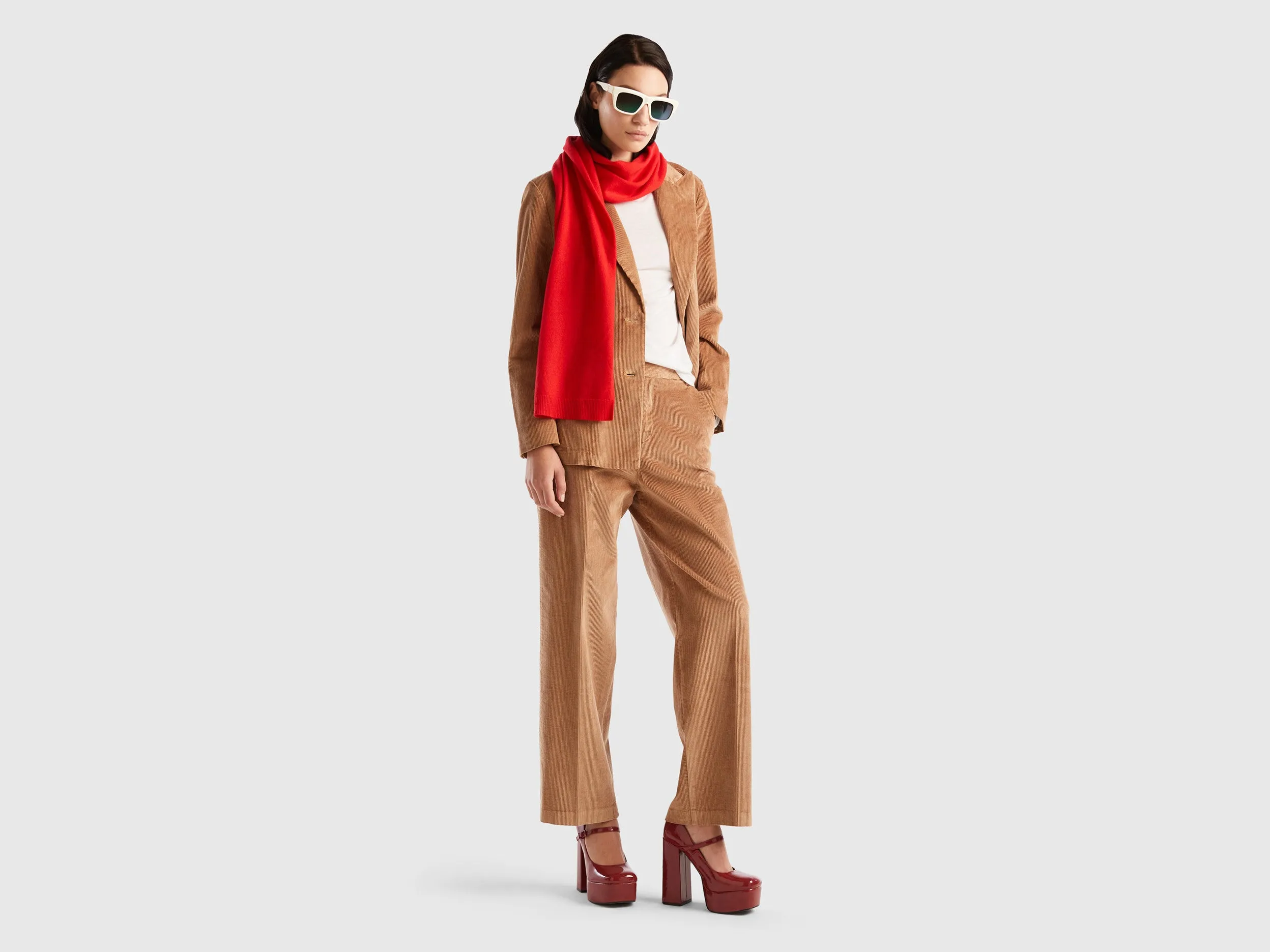 Straight Fit Camel Corduroy Pants