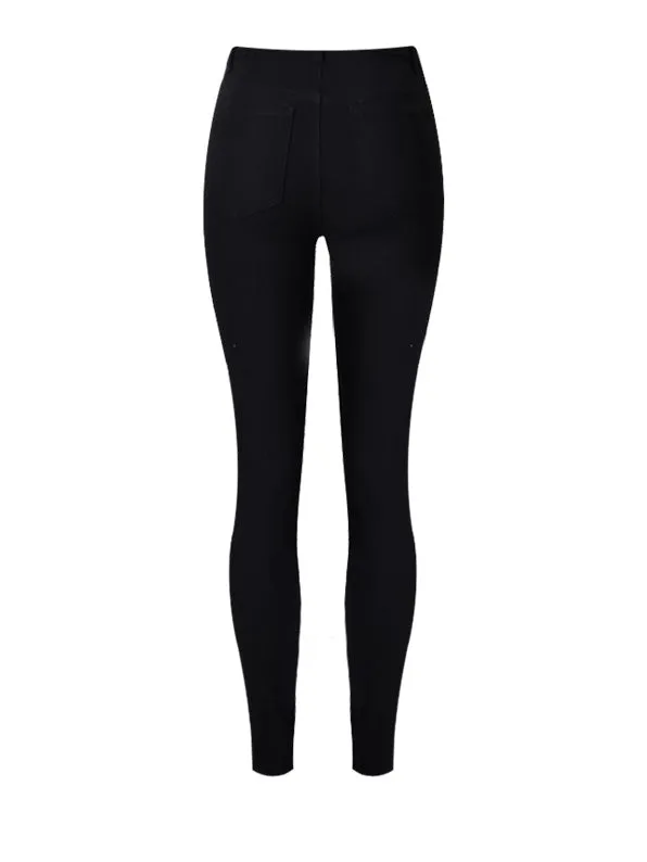 Street Popular Torn Slim Stretch High Waist Denim Pants