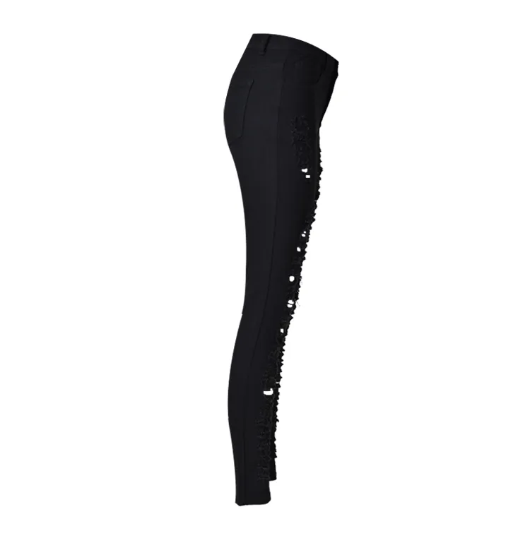 Street Popular Torn Slim Stretch High Waist Denim Pants
