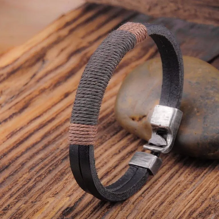 Surfer Leather Men Wristband