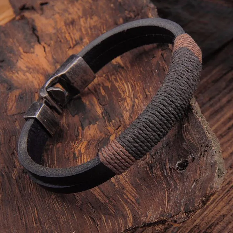 Surfer Leather Men Wristband