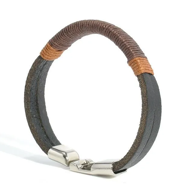 Surfer Leather Men Wristband