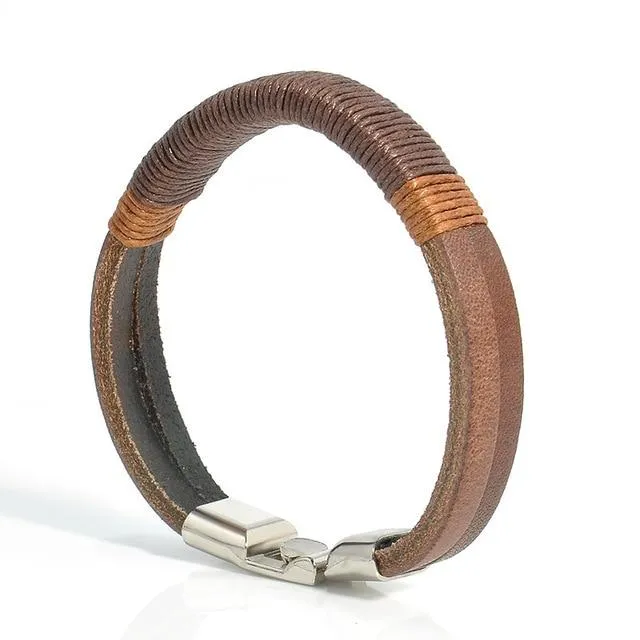 Surfer Leather Men Wristband