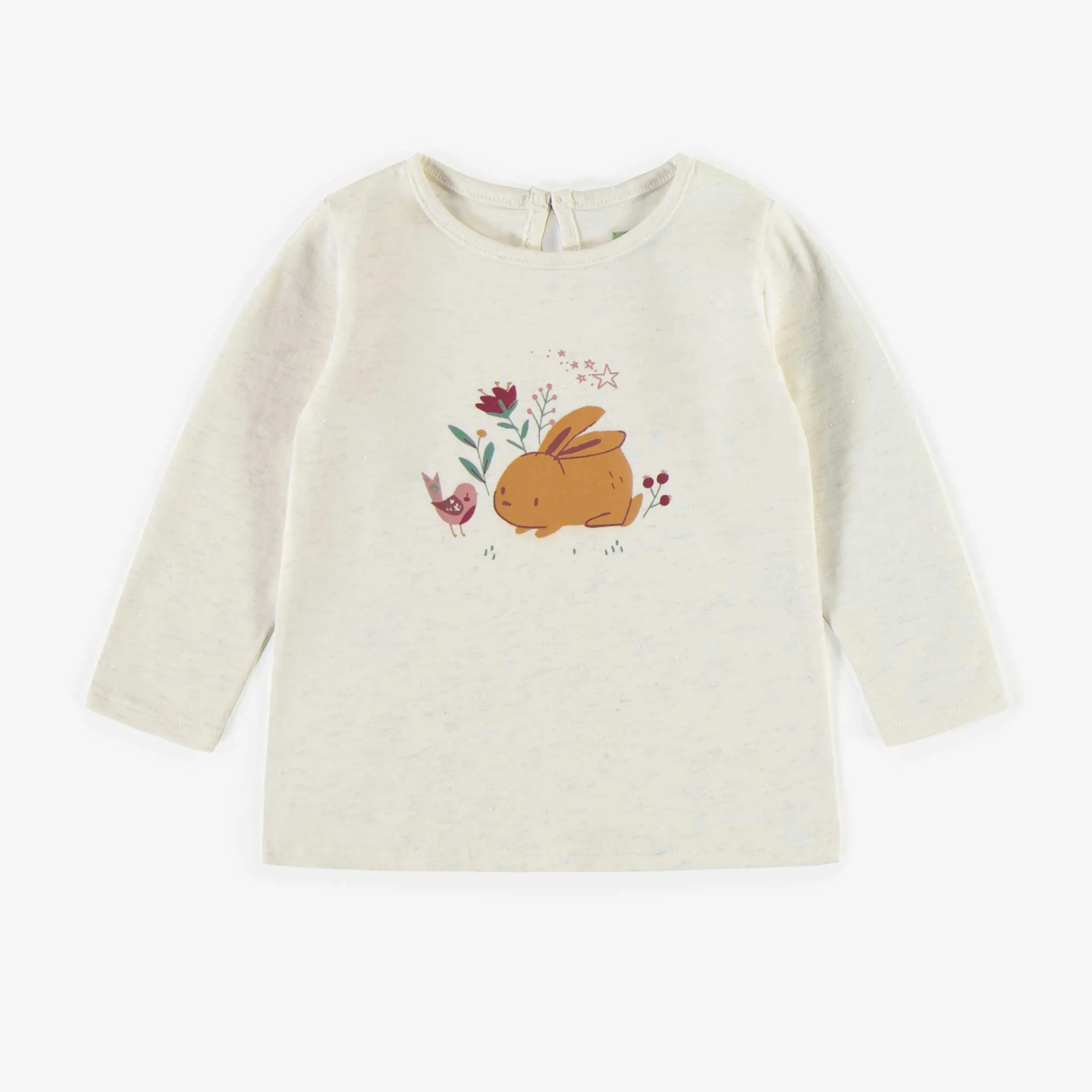 T-shirt crème en jersey extensible, bébé  || Cream t-shirt in stretch jersey, baby