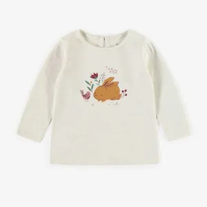 T-shirt crème en jersey extensible, bébé  || Cream t-shirt in stretch jersey, baby