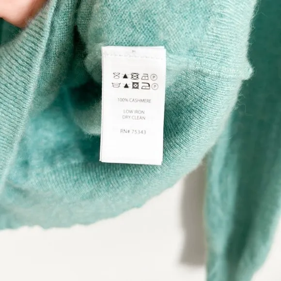 Talbots Audrey Blue Green 100% Cashmere Crew Neck Sweater sz Small
