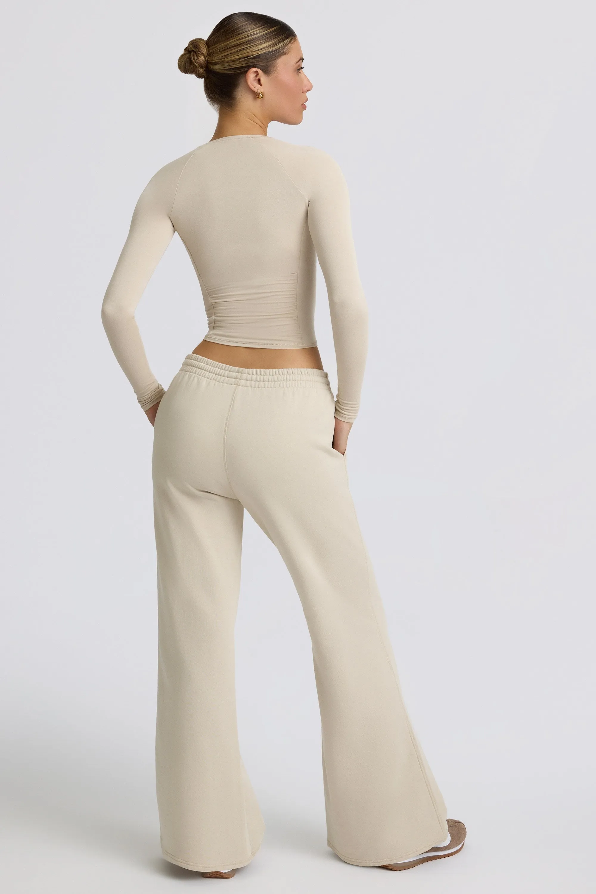 Tall Low-Rise Wide-Leg Joggers in Bone