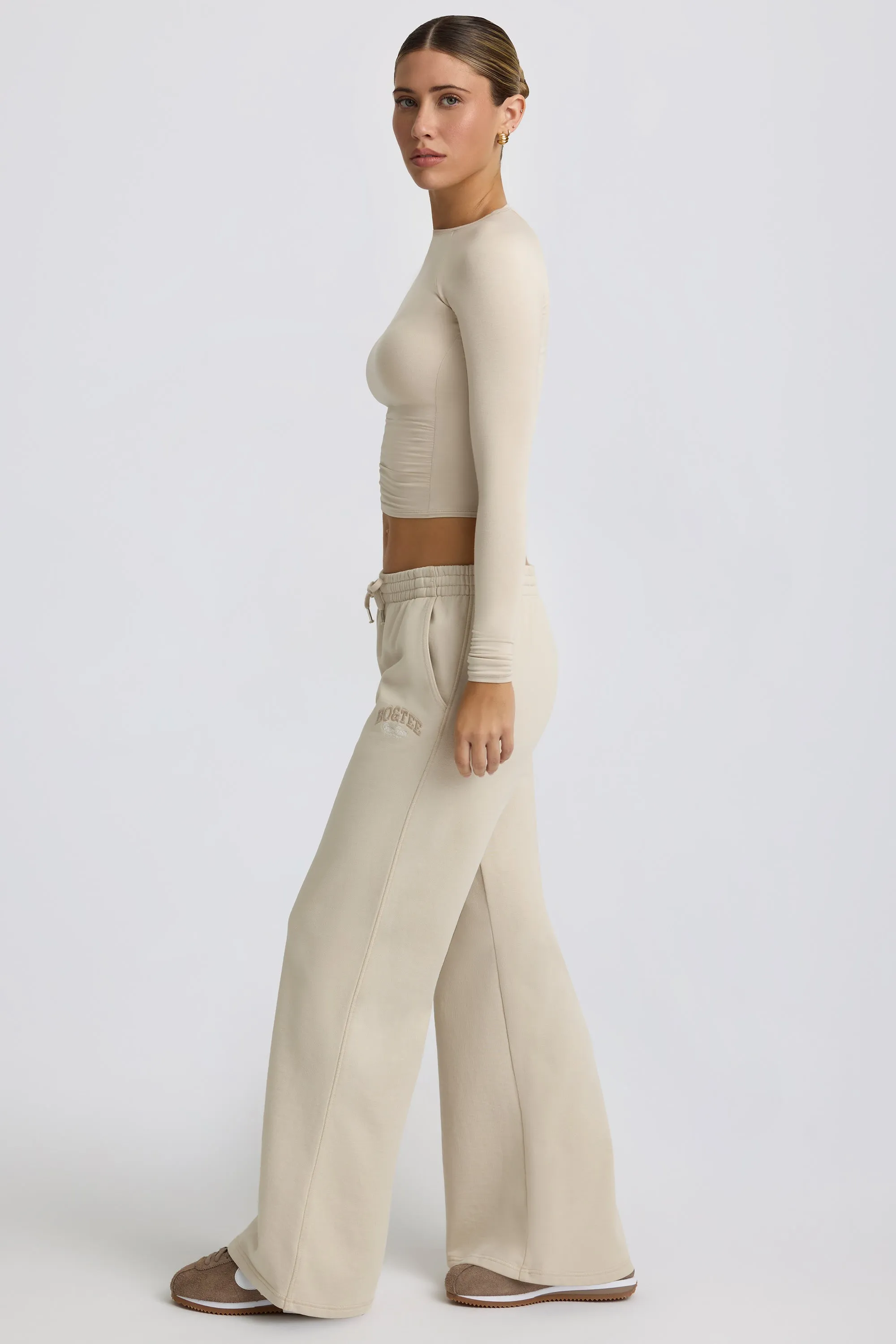 Tall Low-Rise Wide-Leg Joggers in Bone