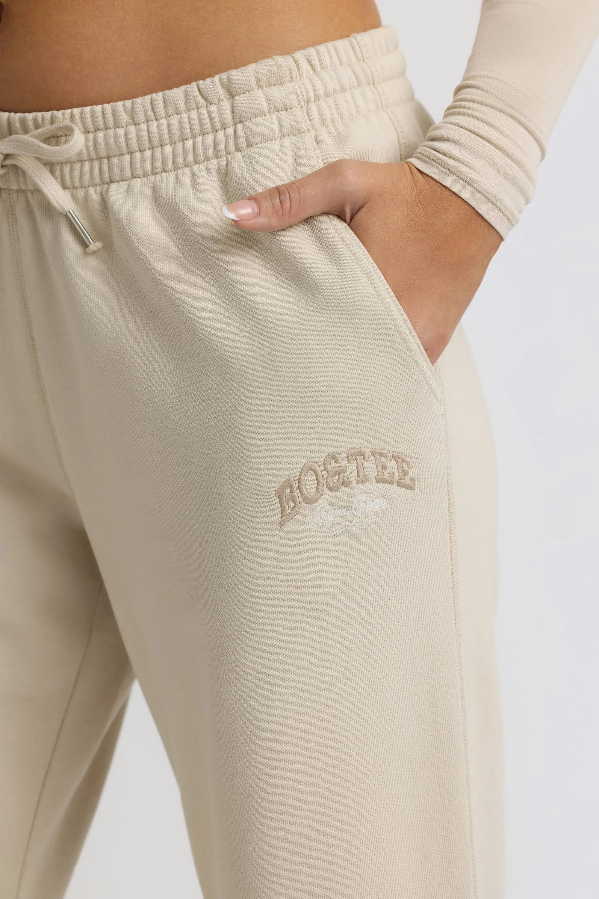 Tall Low-Rise Wide-Leg Joggers in Bone