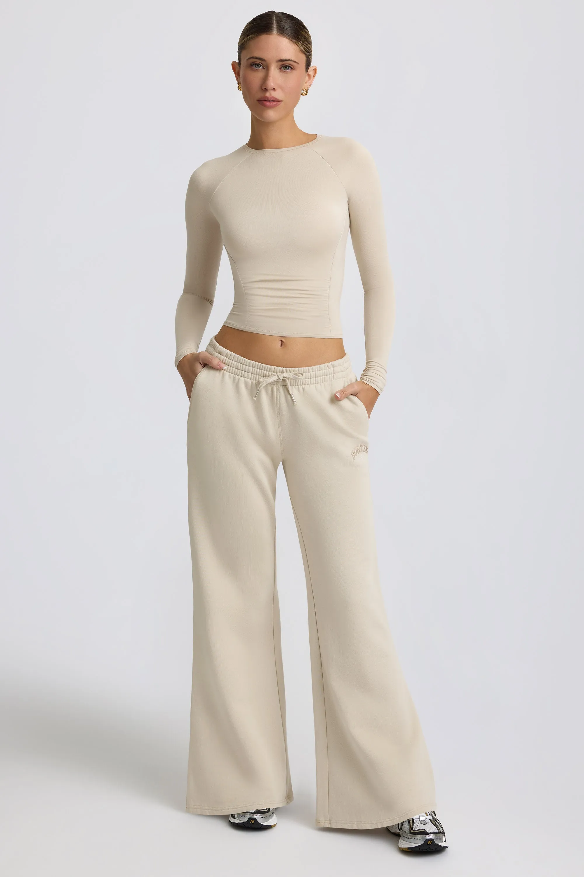 Tall Low-Rise Wide-Leg Joggers in Bone