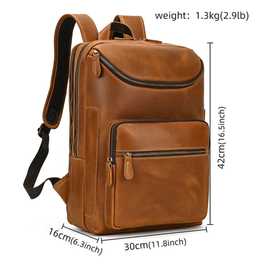 ﻿Tan Executive Leather Backpack