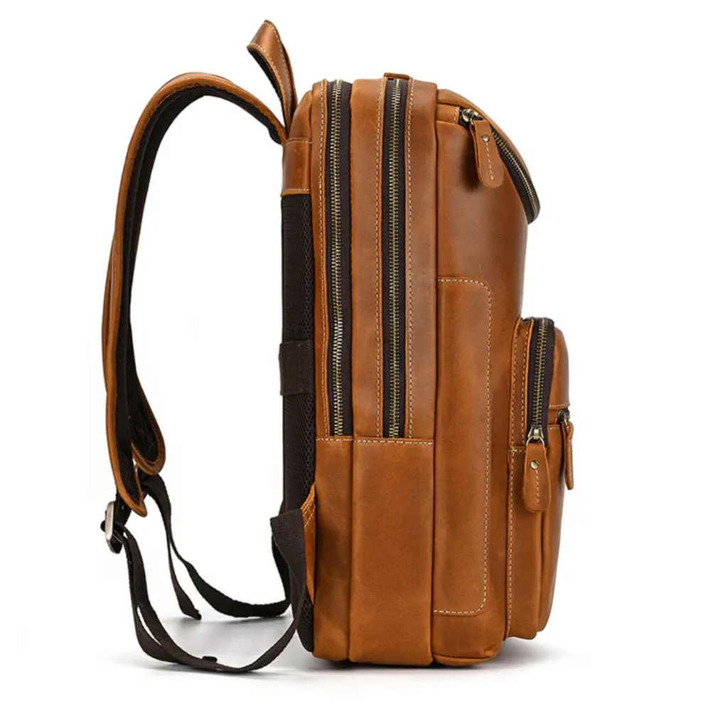 ﻿Tan Executive Leather Backpack