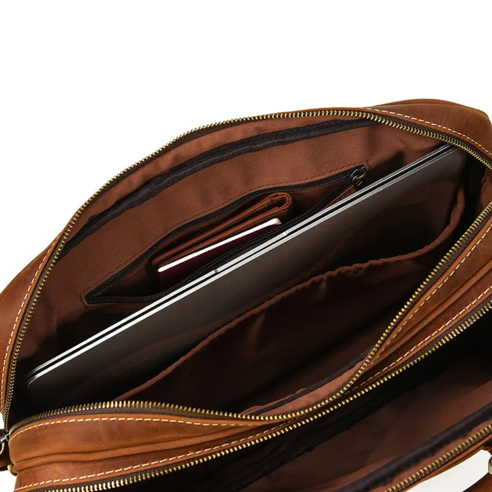 Tan Quasar Leather Briefcase