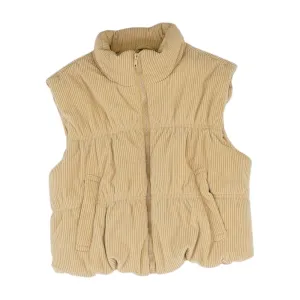 Tan Solid Puffer Vest