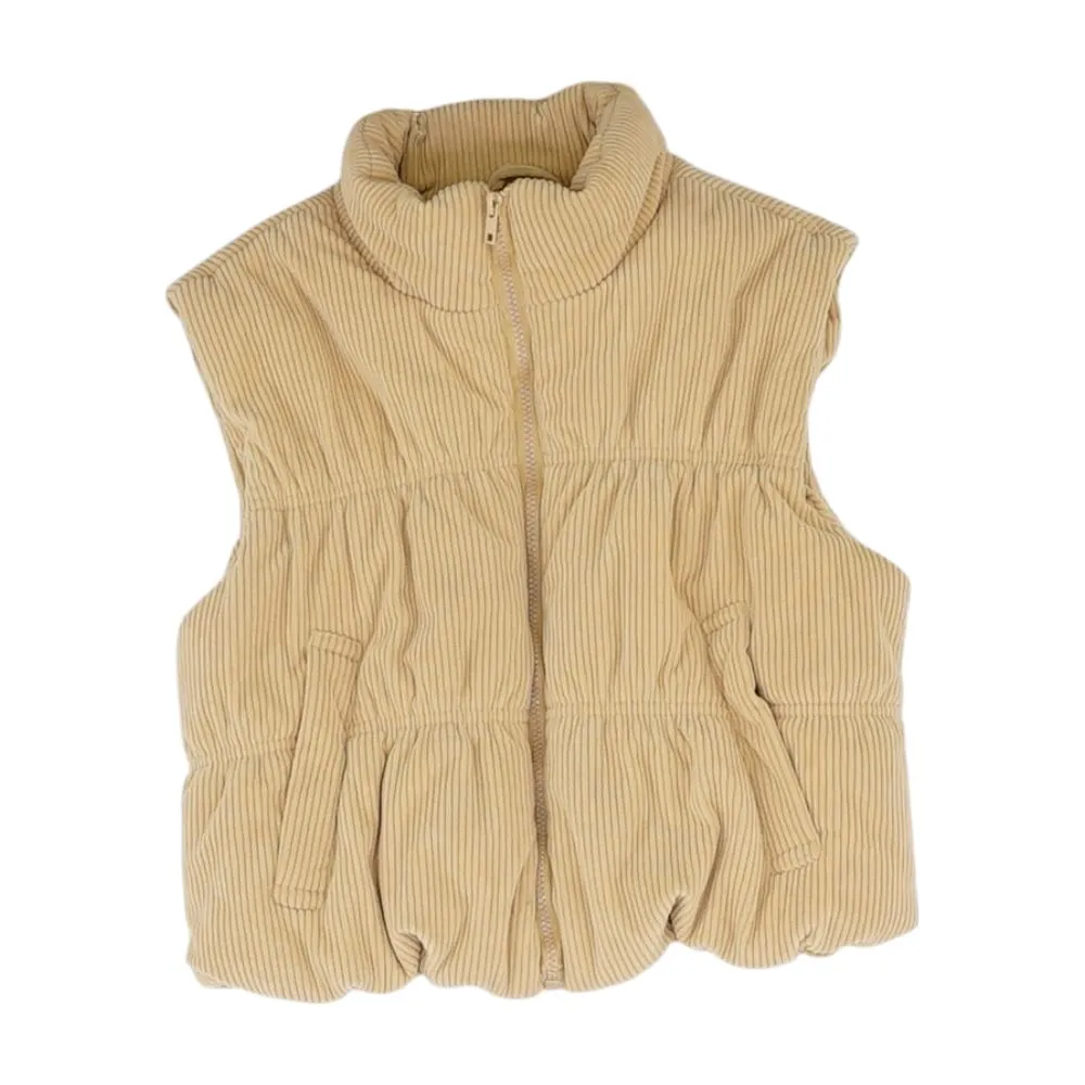 Tan Solid Puffer Vest