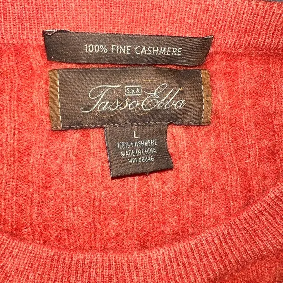 Tasso Elba Vintage Cashmere Sweater Orange Luxury Old Money Timeless Classic