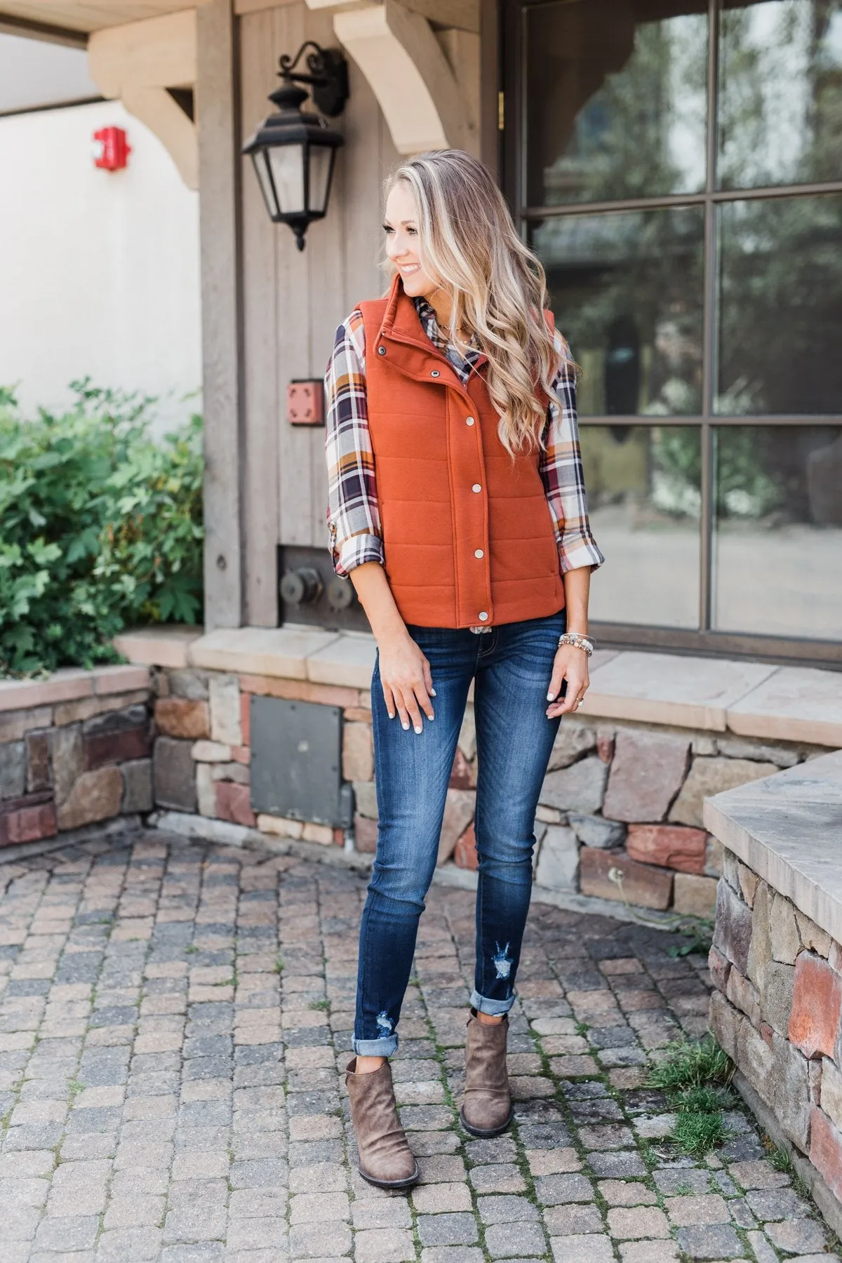 The Perfect Puffer Vest- Burnt Orange