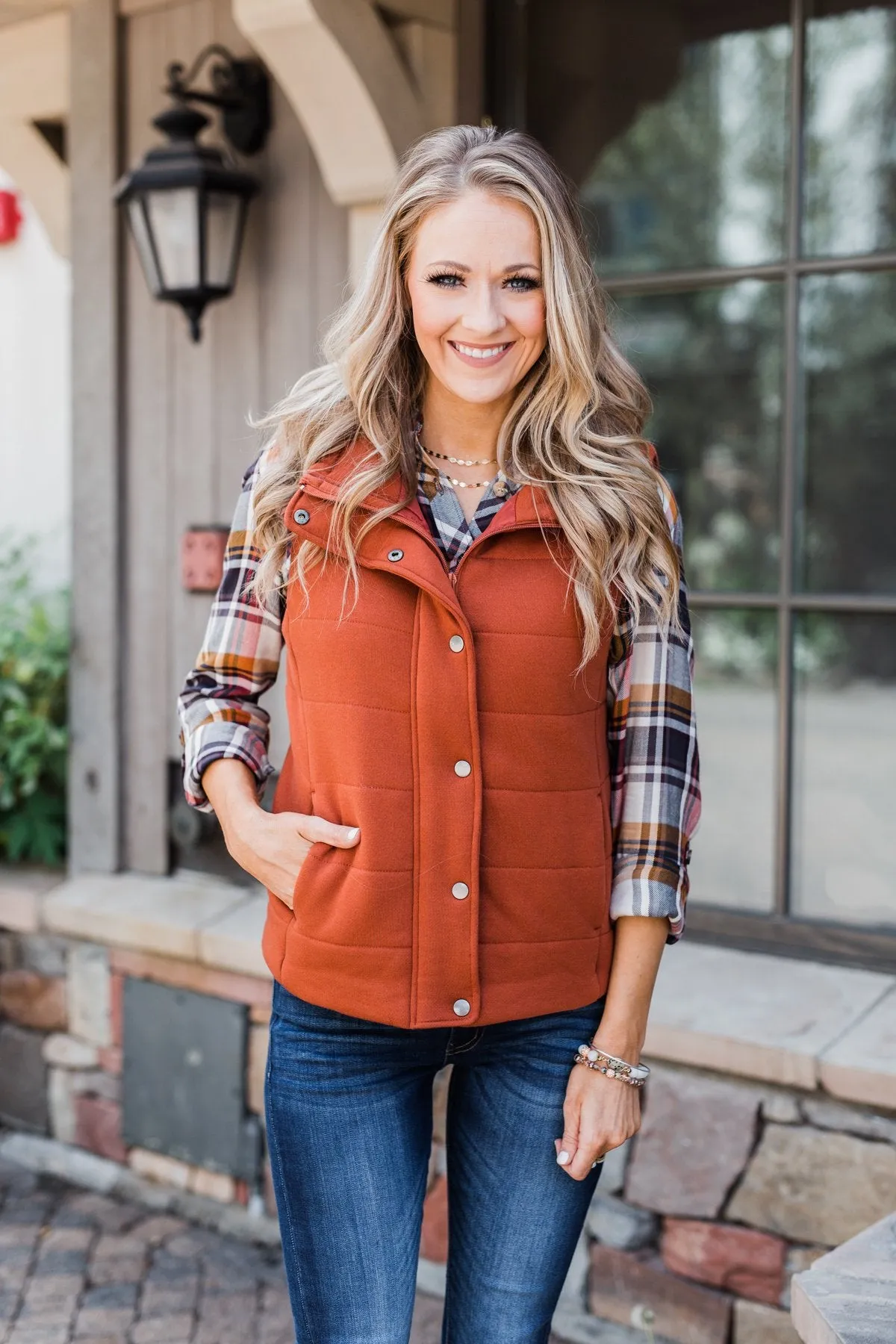 The Perfect Puffer Vest- Burnt Orange