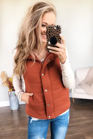The Perfect Puffer Vest- Burnt Orange