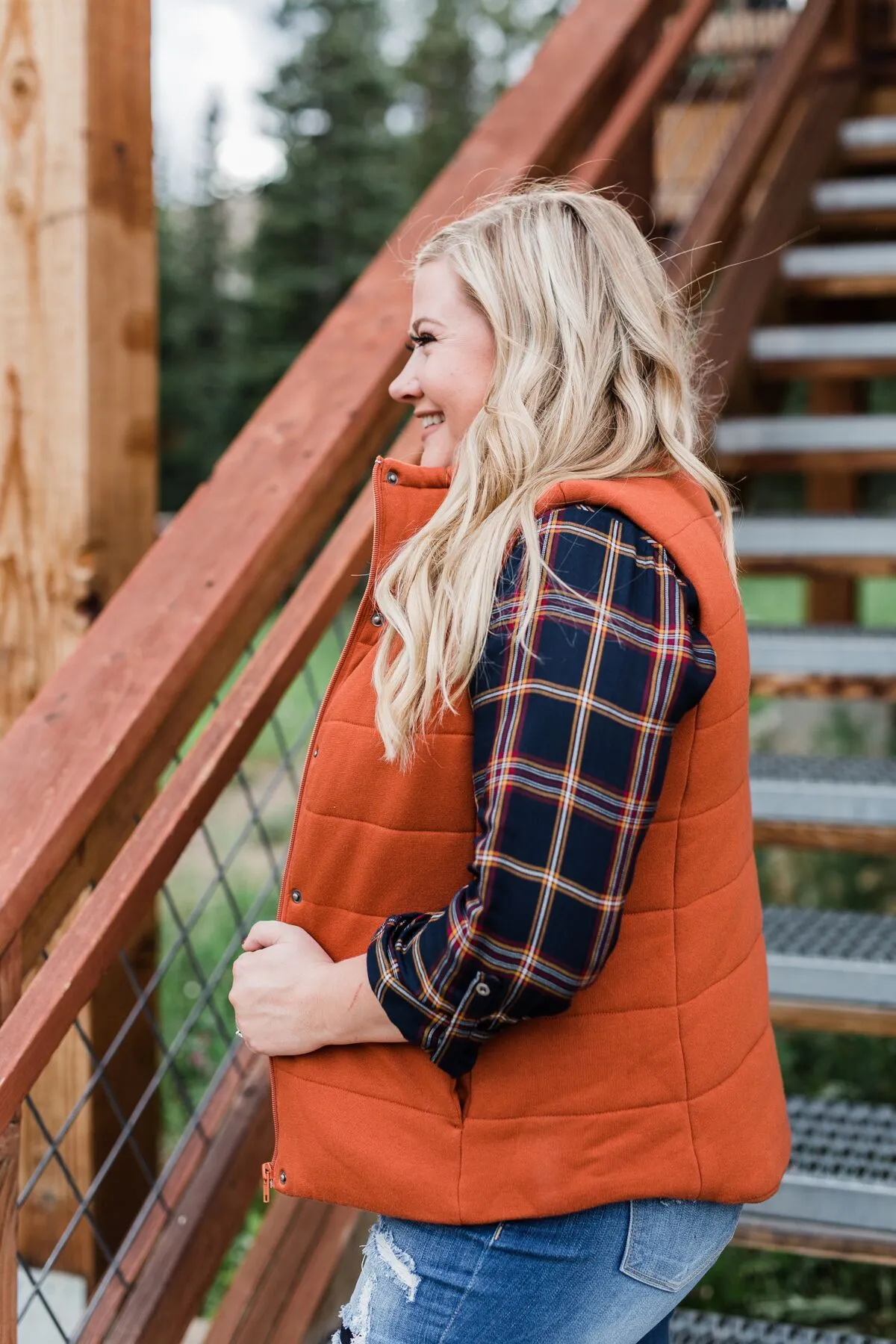The Perfect Puffer Vest- Burnt Orange