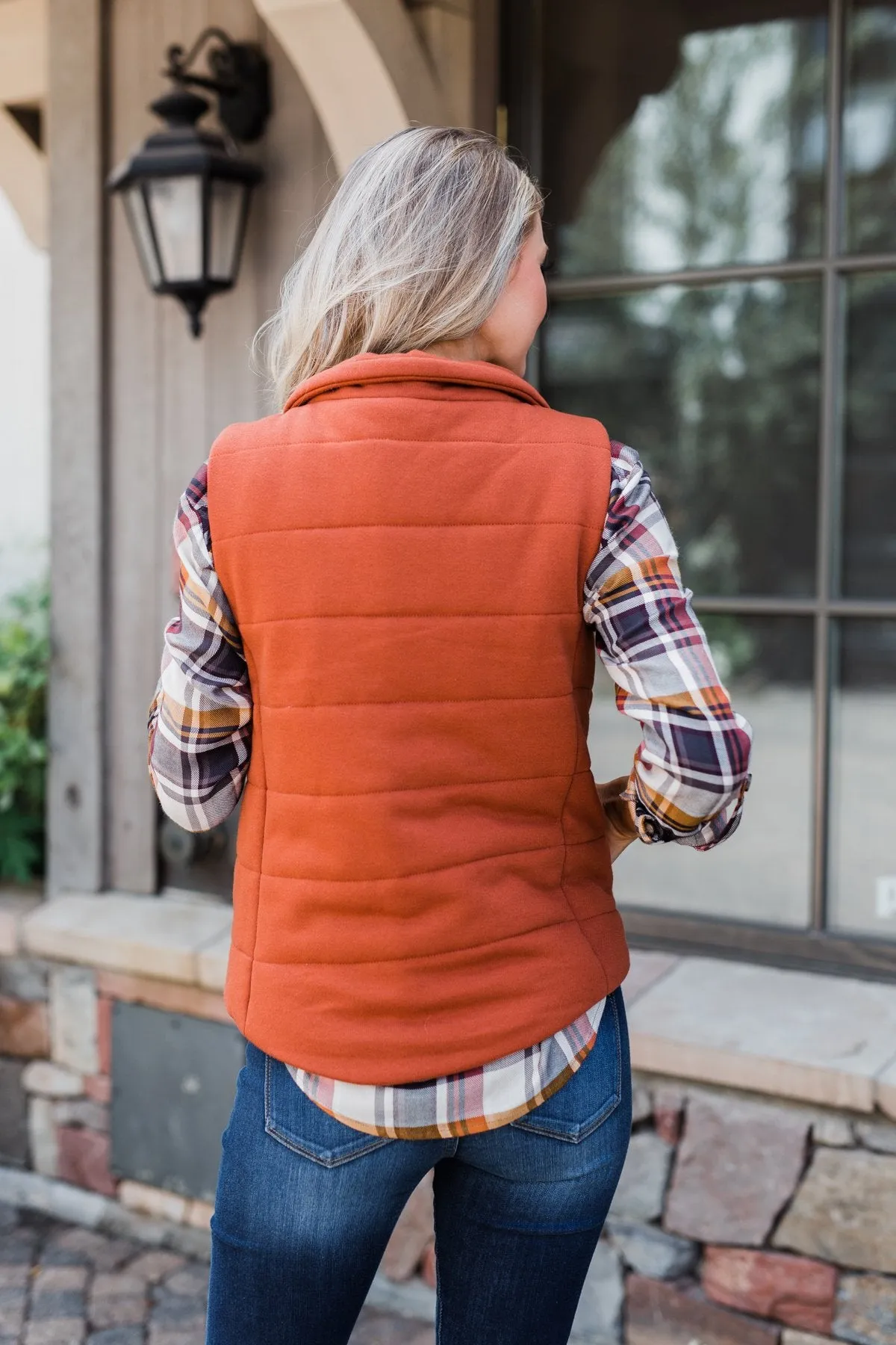 The Perfect Puffer Vest- Burnt Orange