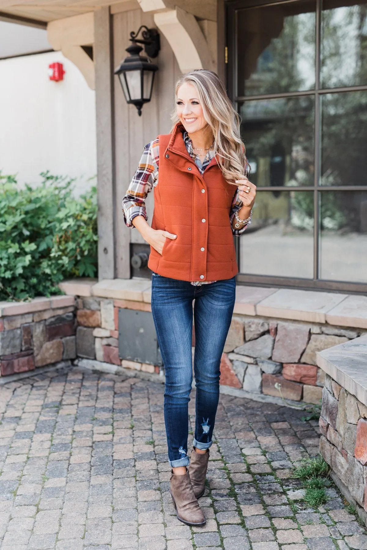 The Perfect Puffer Vest- Burnt Orange
