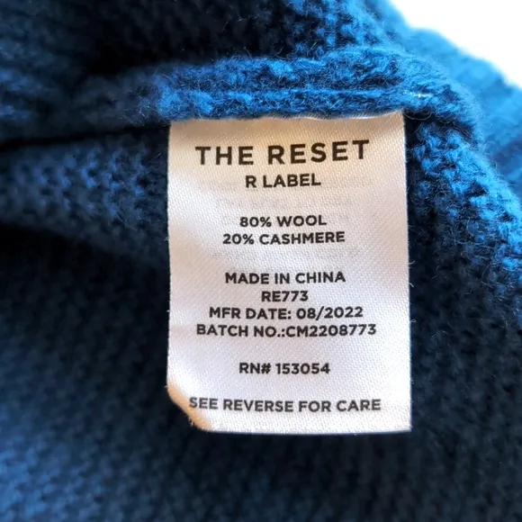 The Reset R Label Wool Cashmere Blend 3/4 Sleeve Sweater Women's Size Small