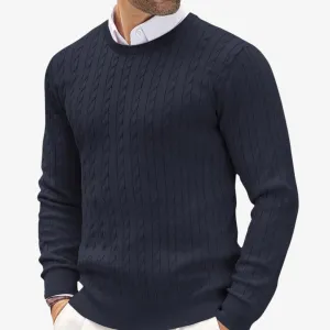 Thornmere | Mens Cable Knit Sweater – Classic Pullover Knit in Cotton or Cashmere for Smart Winter Layers