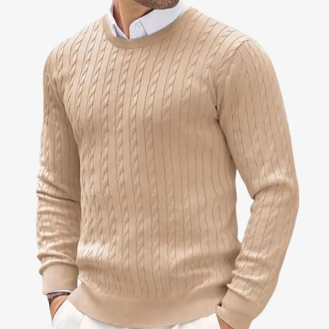 Thornmere | Mens Cable Knit Sweater – Classic Pullover Knit in Cotton or Cashmere for Smart Winter Layers
