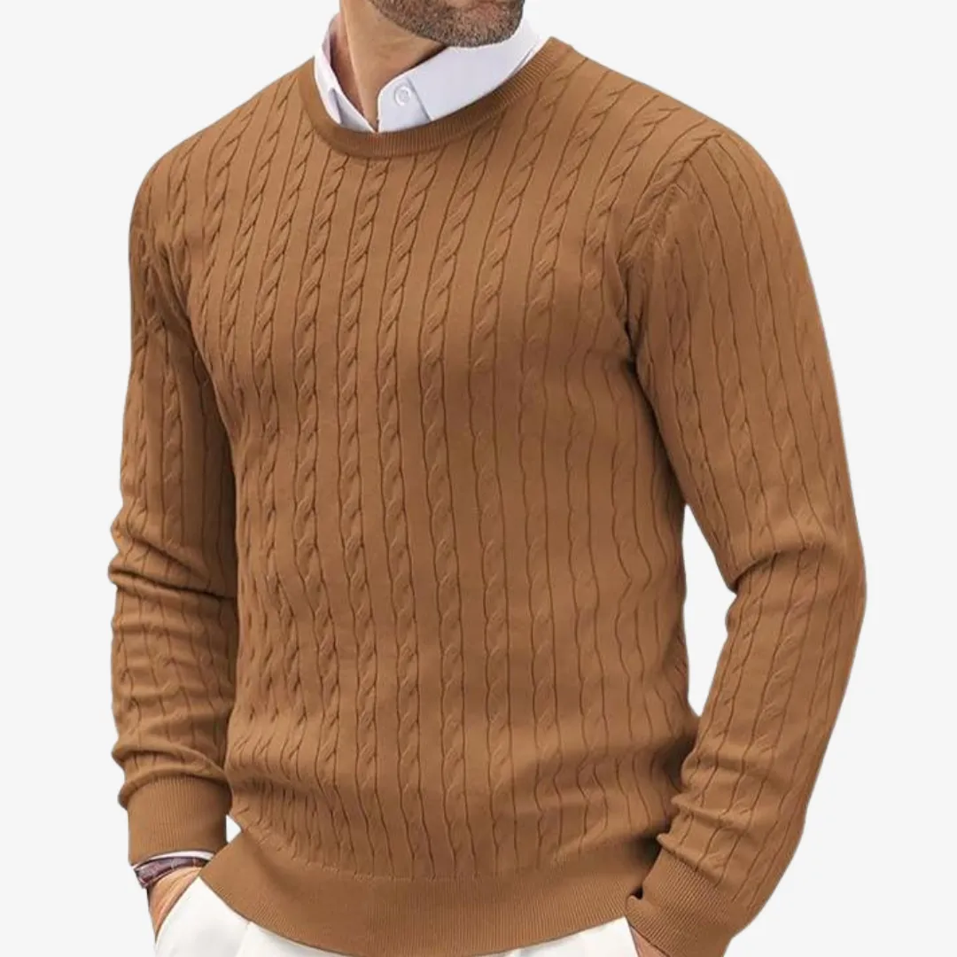 Thornmere | Mens Cable Knit Sweater – Classic Pullover Knit in Cotton or Cashmere for Smart Winter Layers