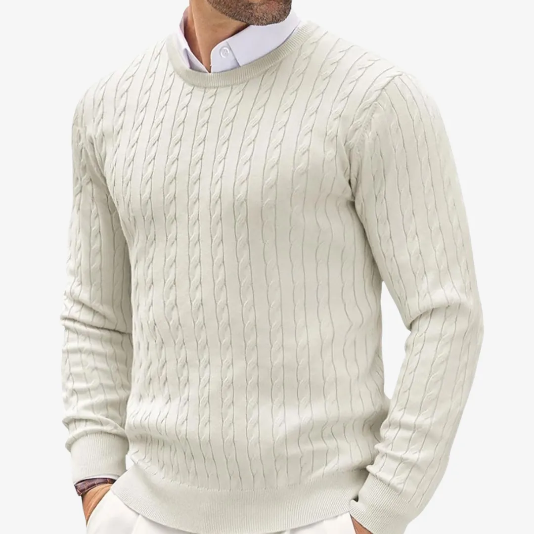 Thornmere | Mens Cable Knit Sweater – Classic Pullover Knit in Cotton or Cashmere for Smart Winter Layers