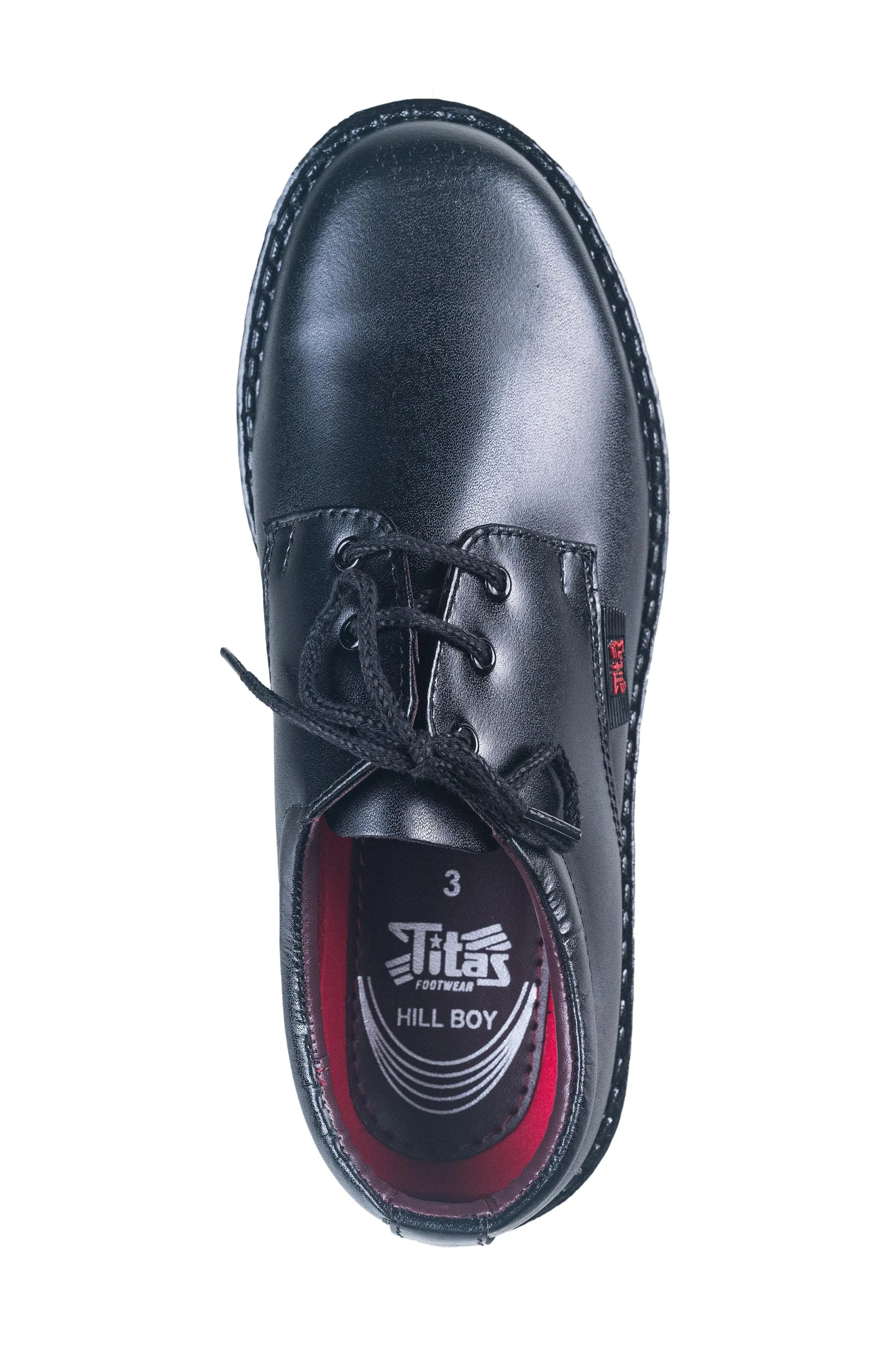 Titas Black Leather School Shoe for Boys (9-13 years Boys)