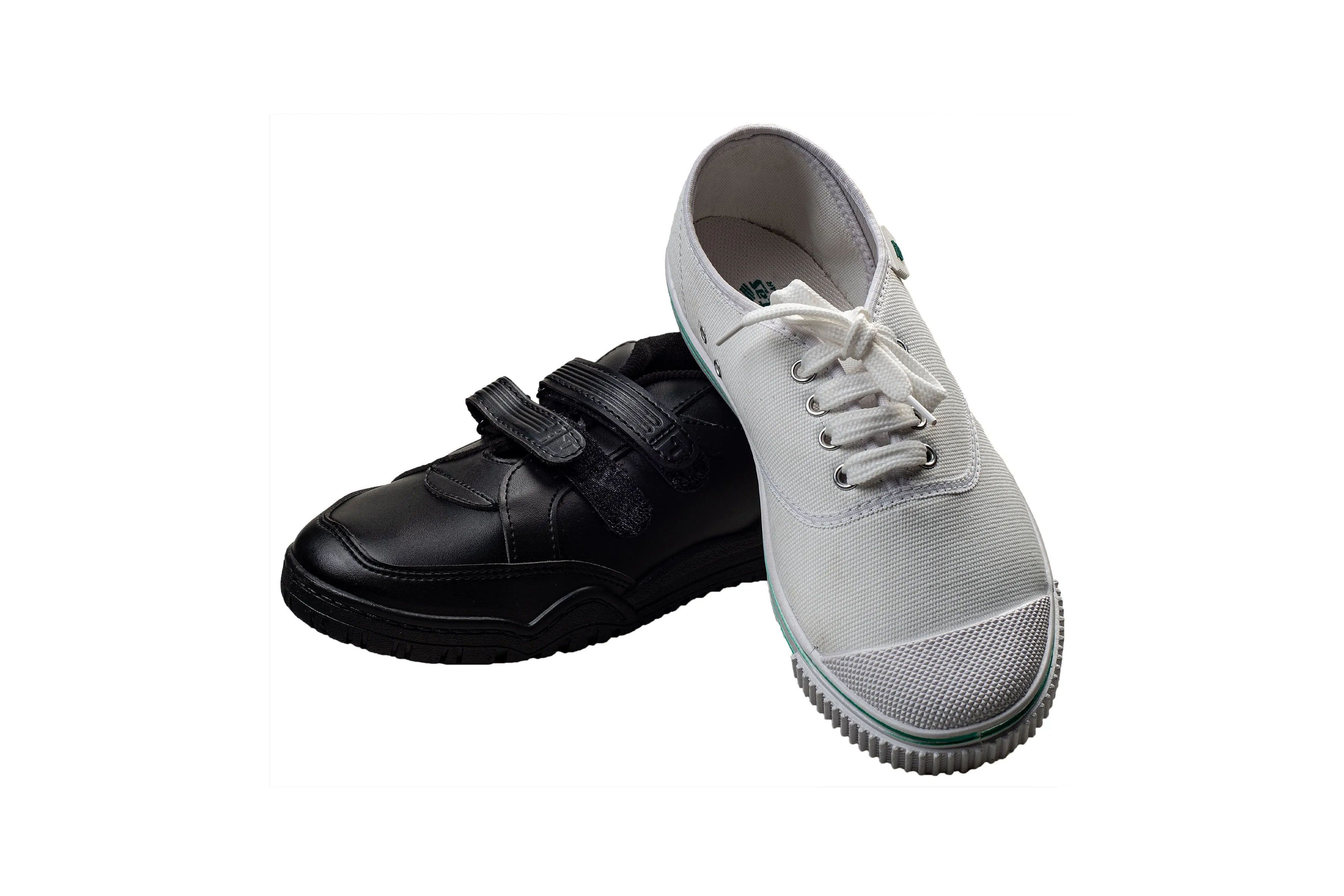 Titas Boys Black School Shoe & White Canvas School Shoe Combo