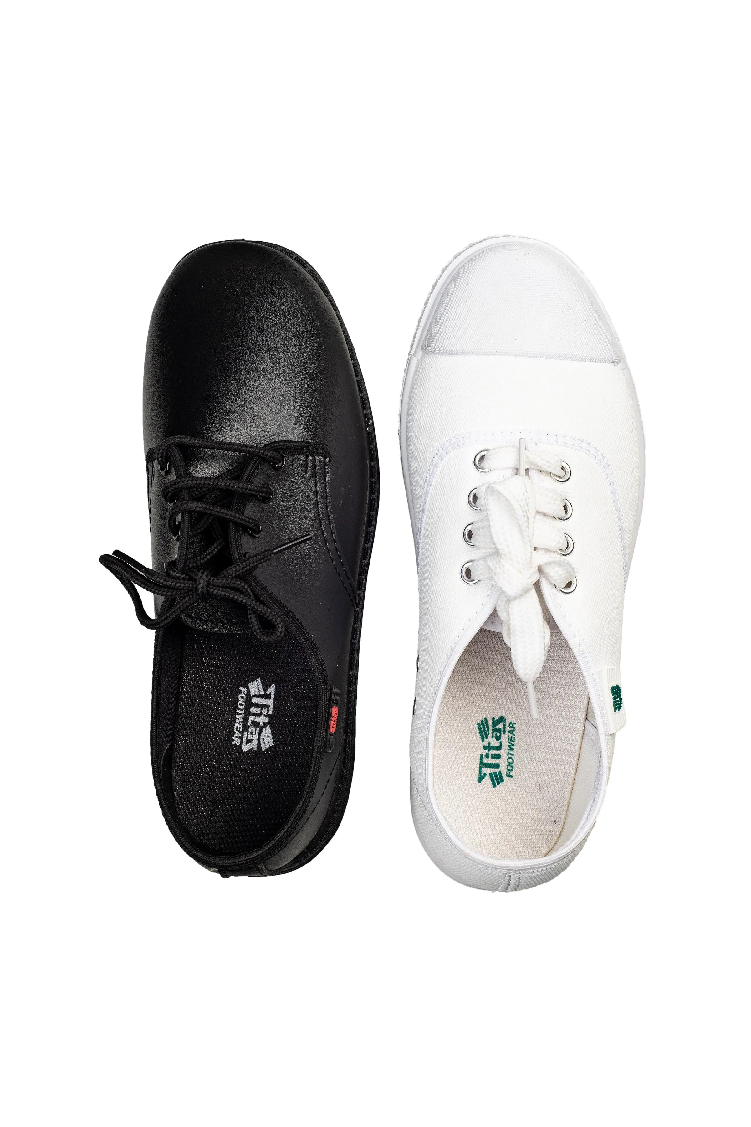 Titas Boys Black School Shoe & White Canvas School Shoe Combo