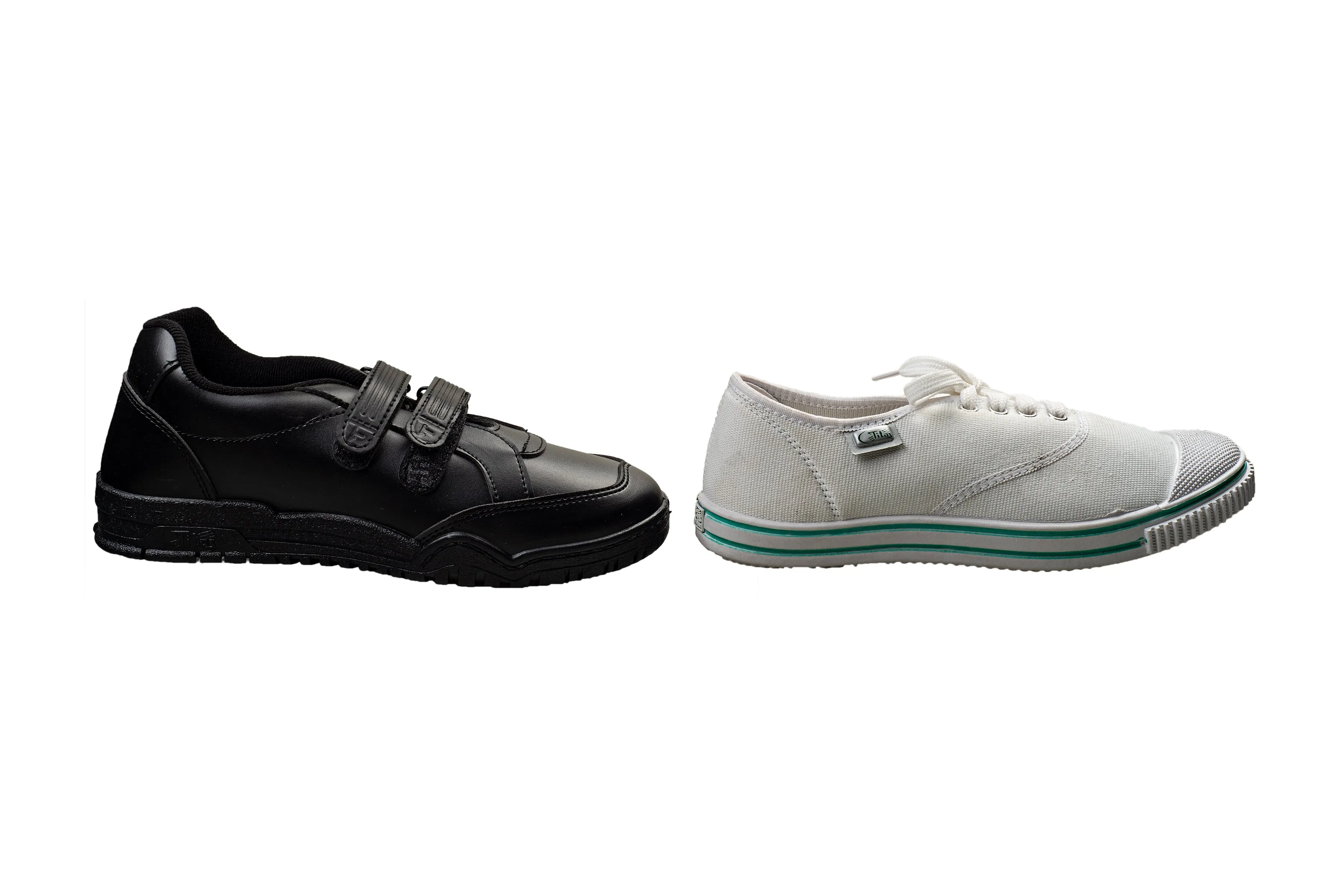 Titas Boys Black School Shoe & White Canvas School Shoe Combo