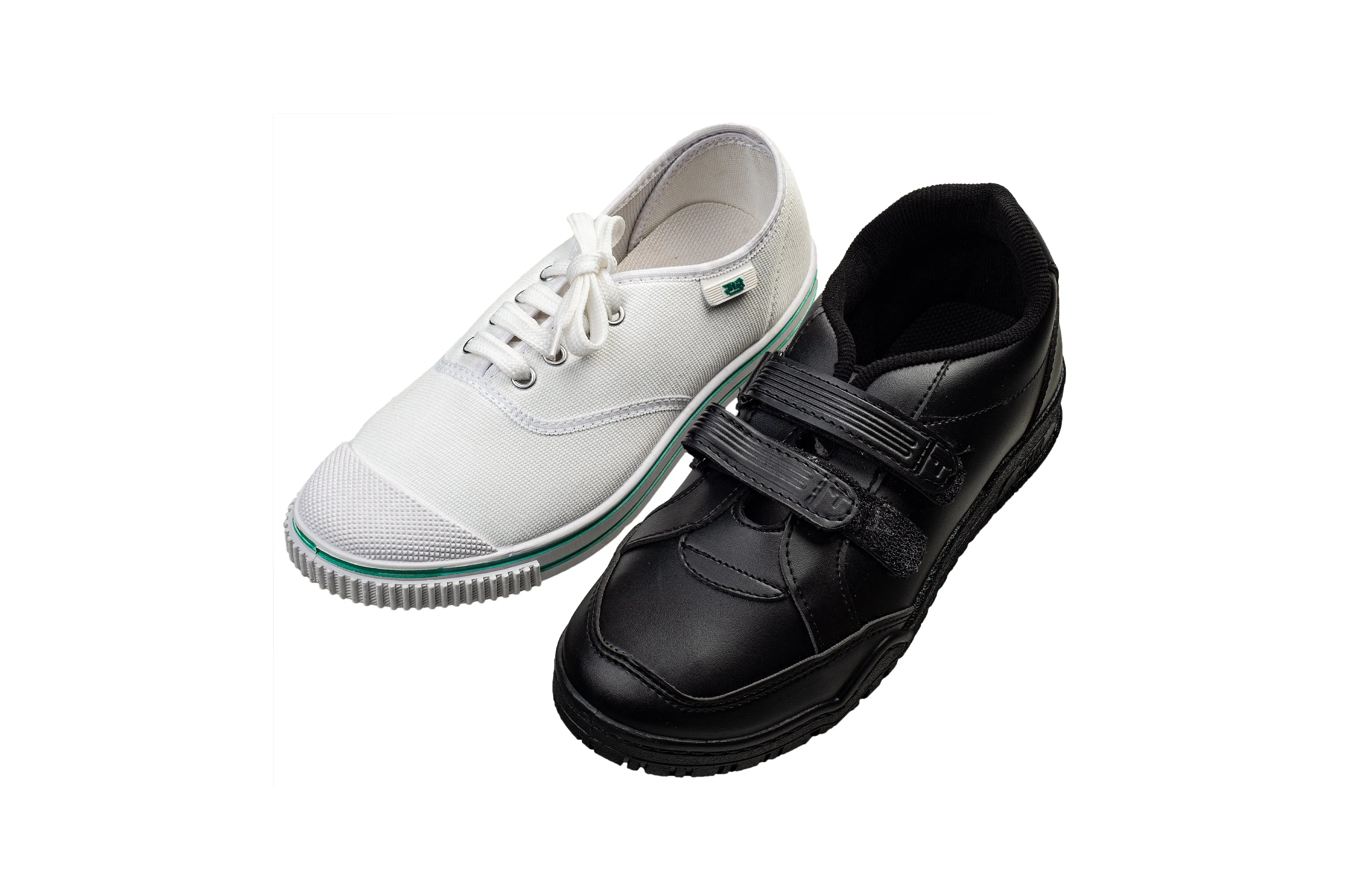 Titas Boys Black School Shoe & White Canvas School Shoe Combo