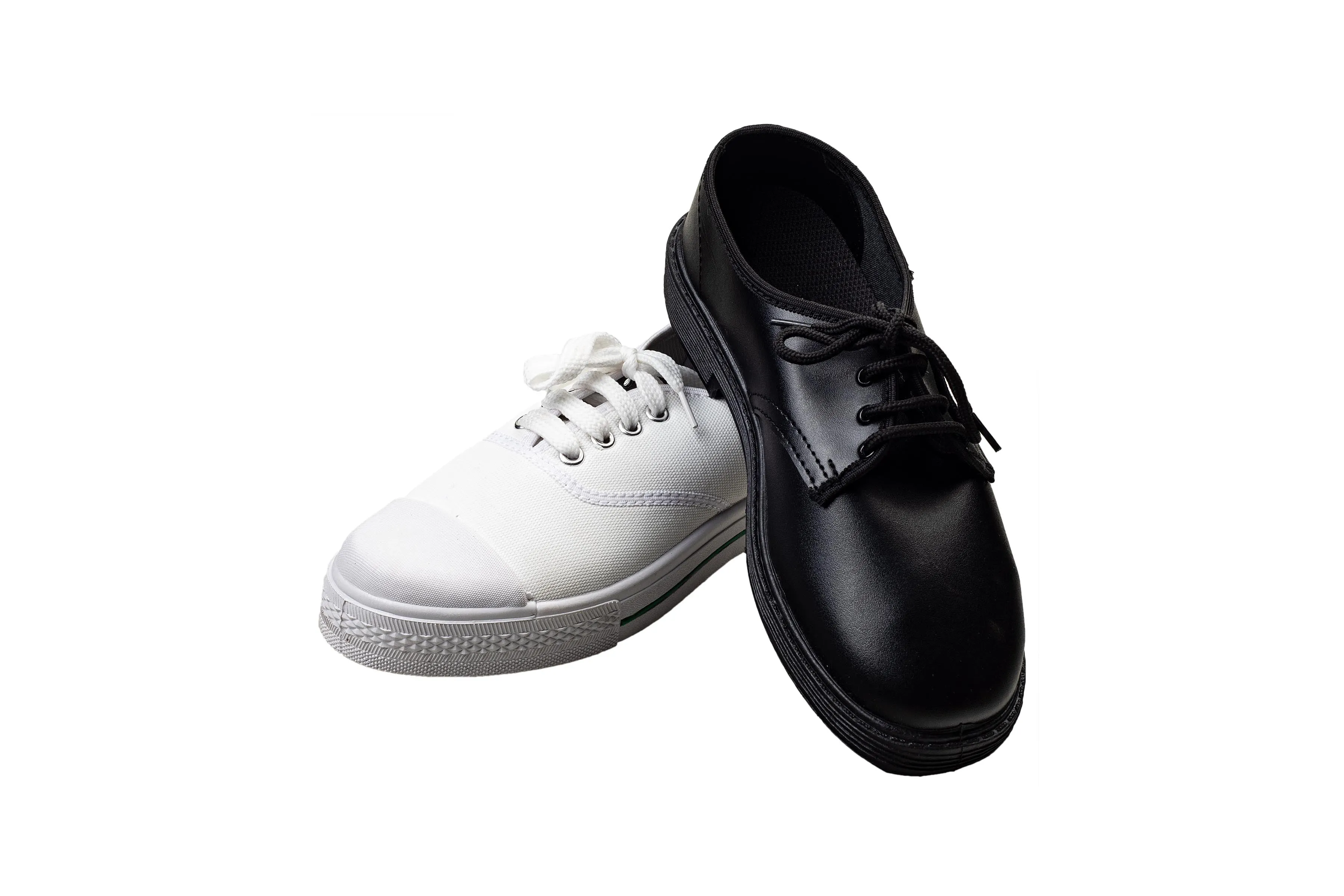 Titas Boys Black School Shoe & White Canvas School Shoe Combo
