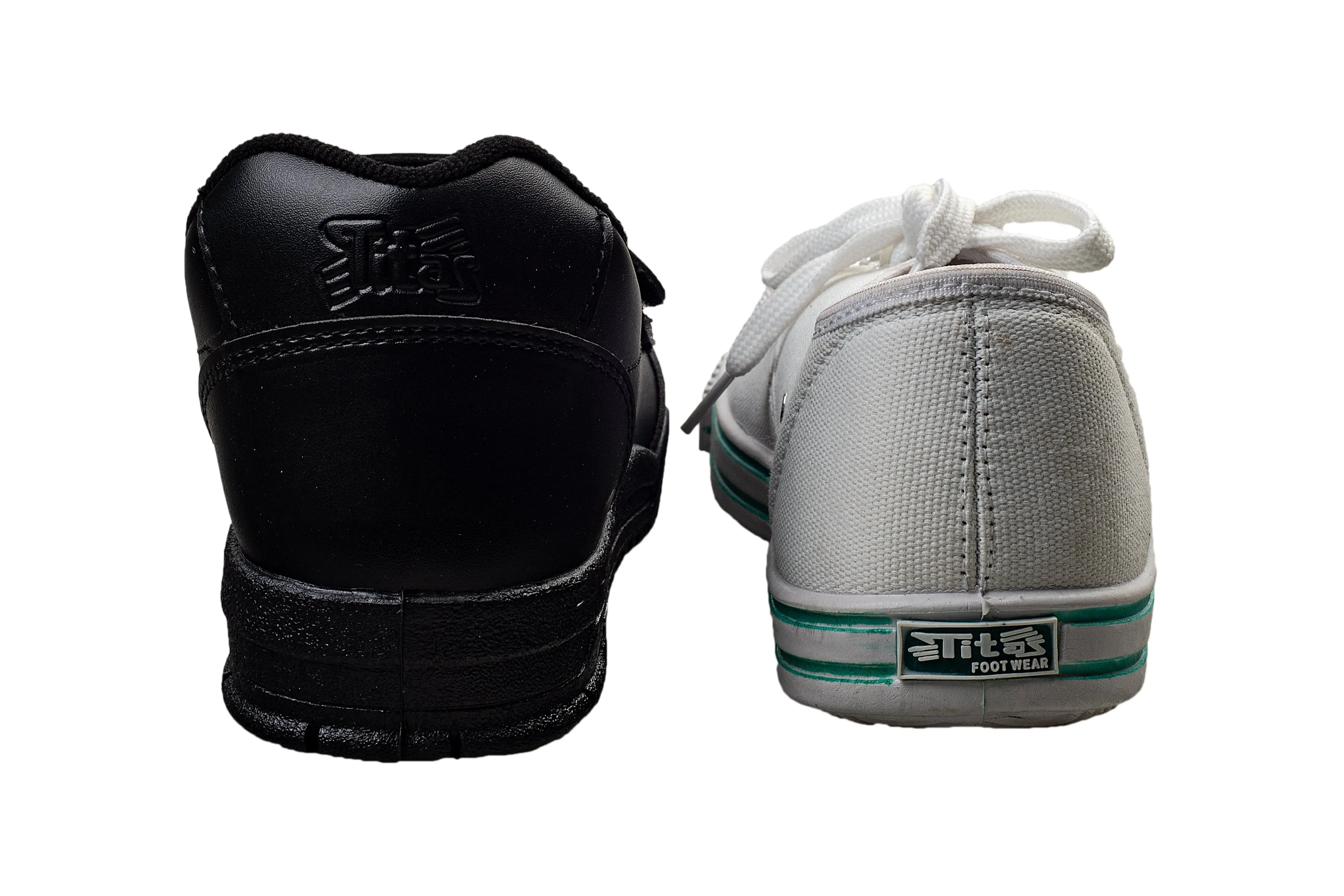 Titas Boys Black School Shoe & White Canvas School Shoe Combo