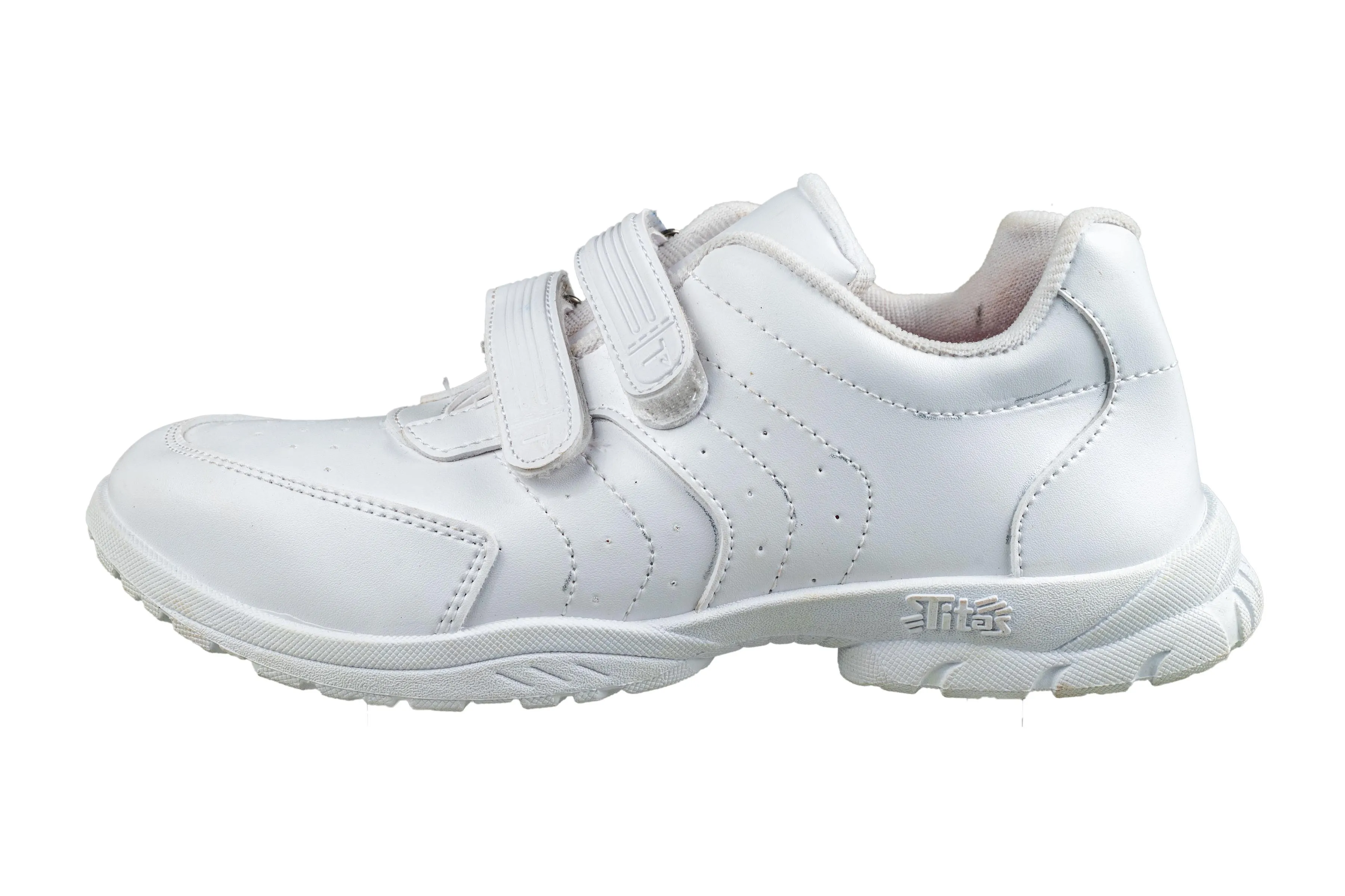 Titas Boys Velcro White School Shoe (8 Years and above)