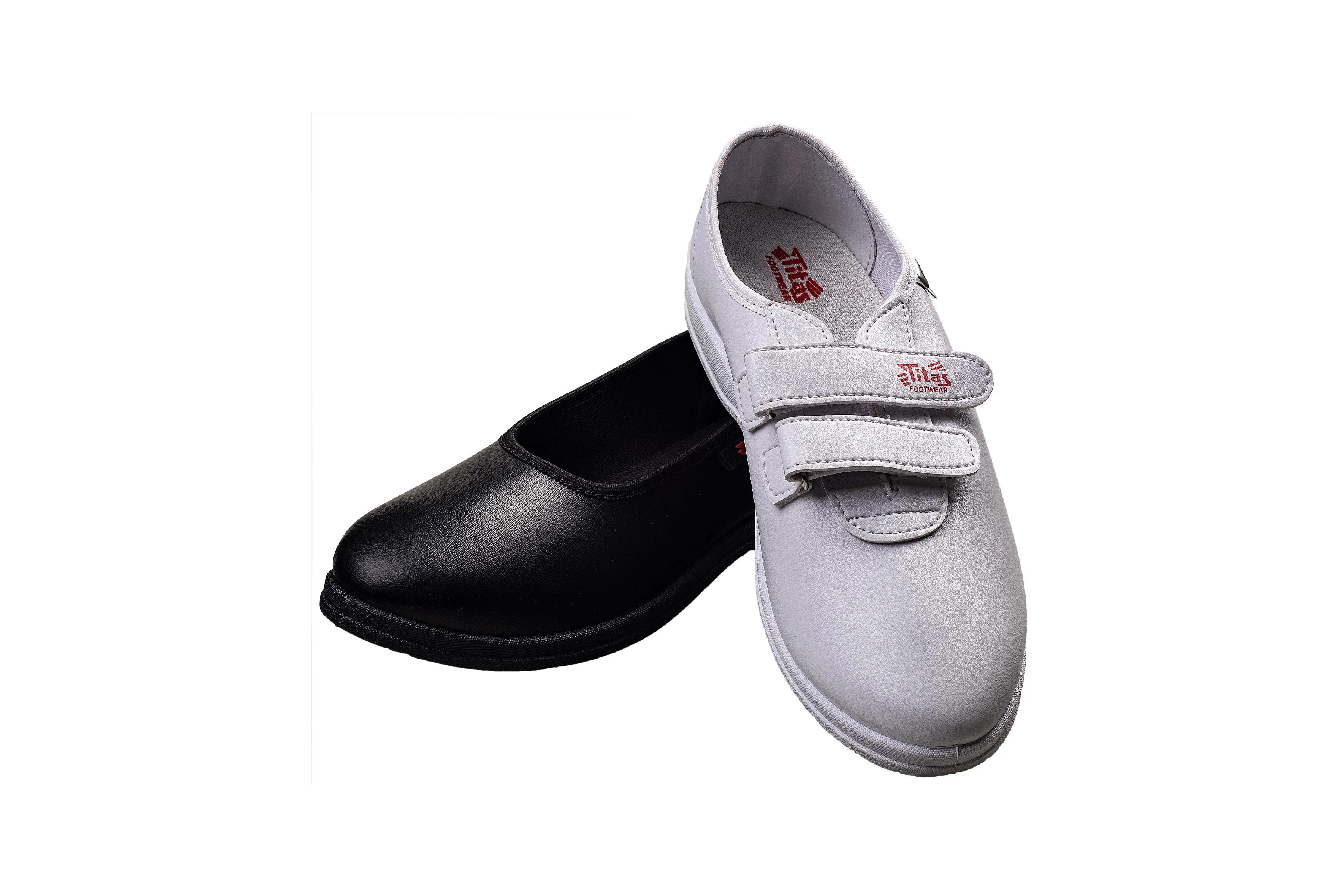 Titas Girls Black & White School Shoe Combo