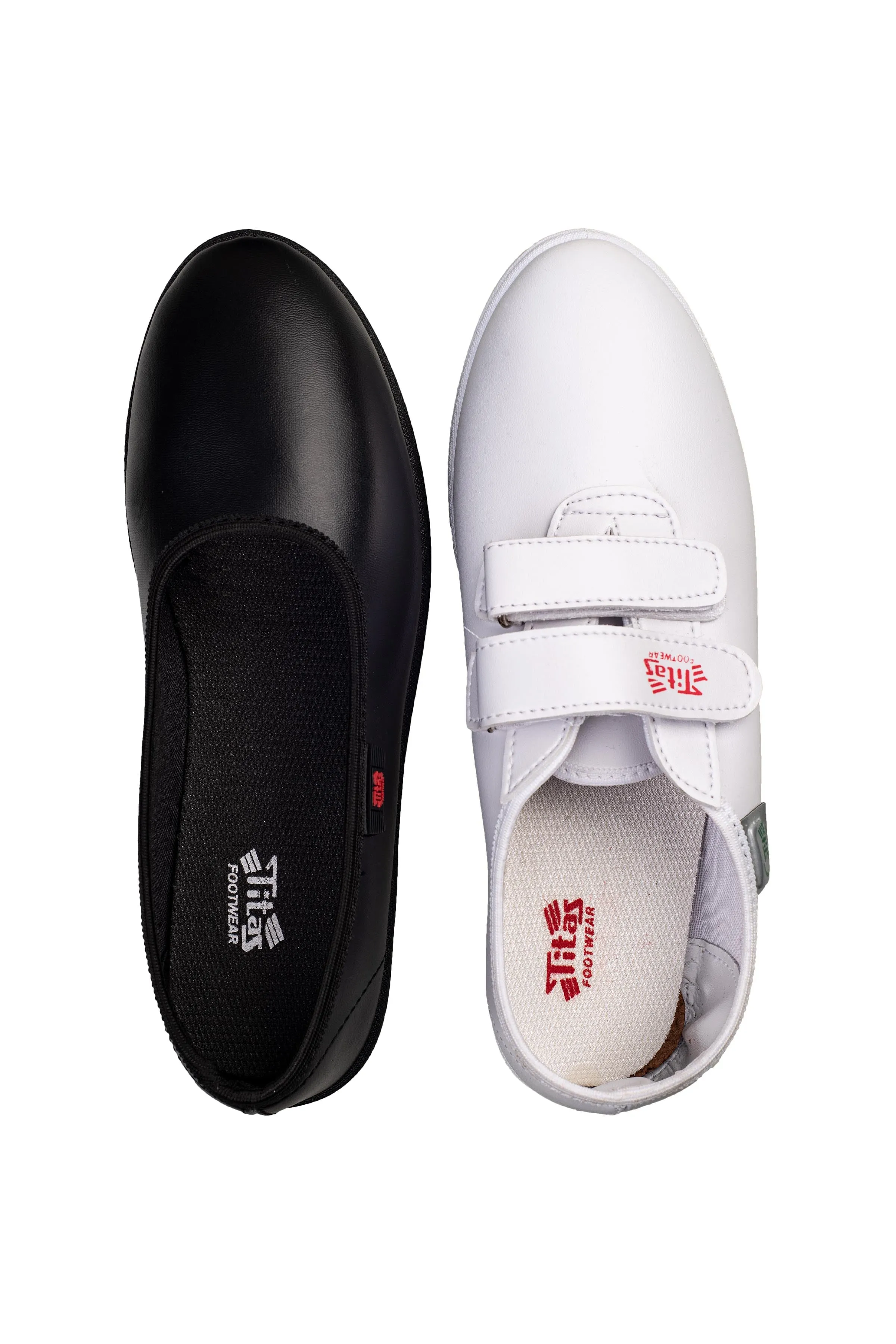 Titas Girls Black & White School Shoe Combo