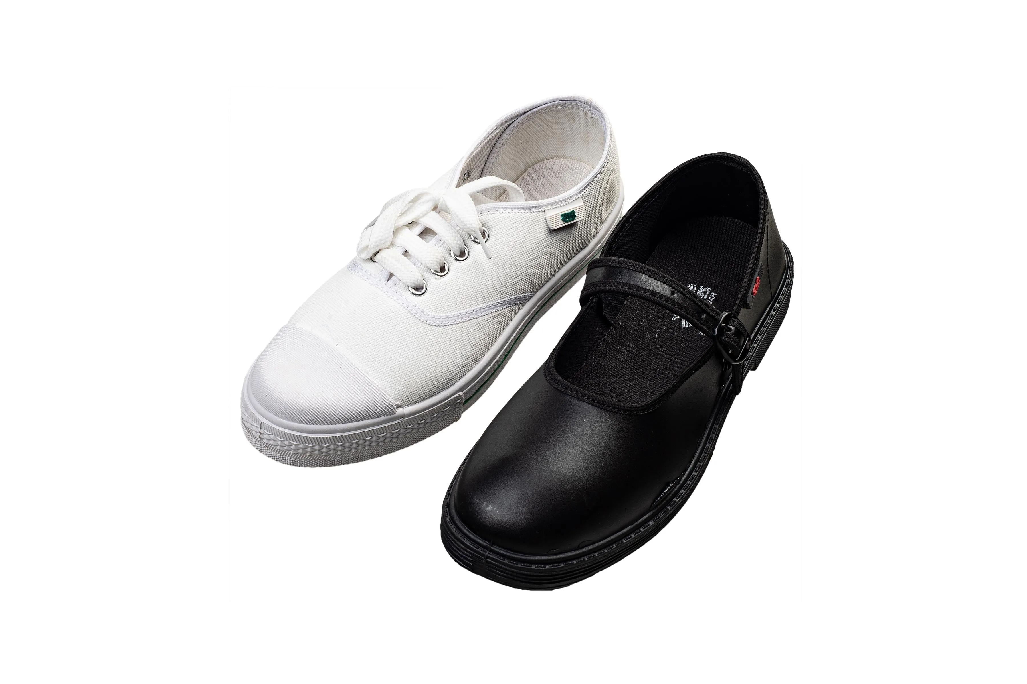 Titas Girls Black School Shoe & White Canvas School Shoe Combo