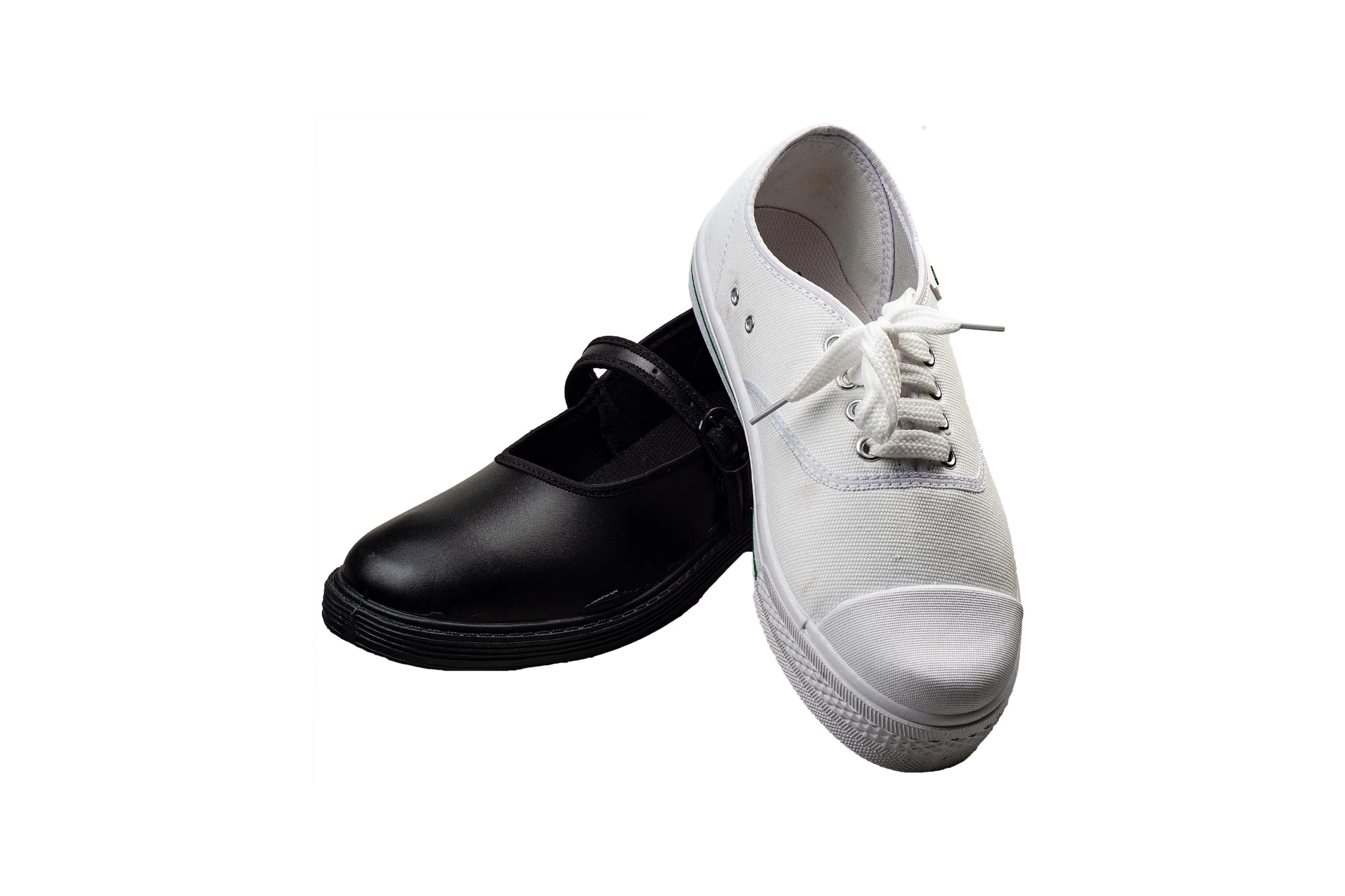 Titas Girls Black School Shoe & White Canvas School Shoe Combo