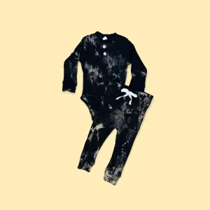 Toddler Black Bleach Tie Dye Onesie Jogger Set