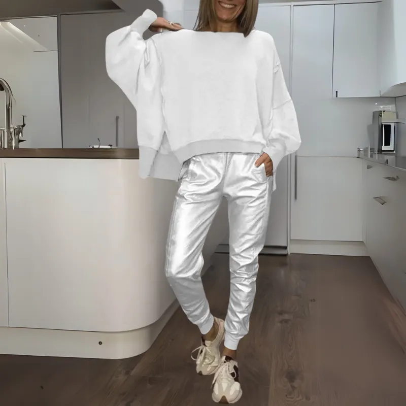 Tomasa - Satin Sweater And Jogger Set