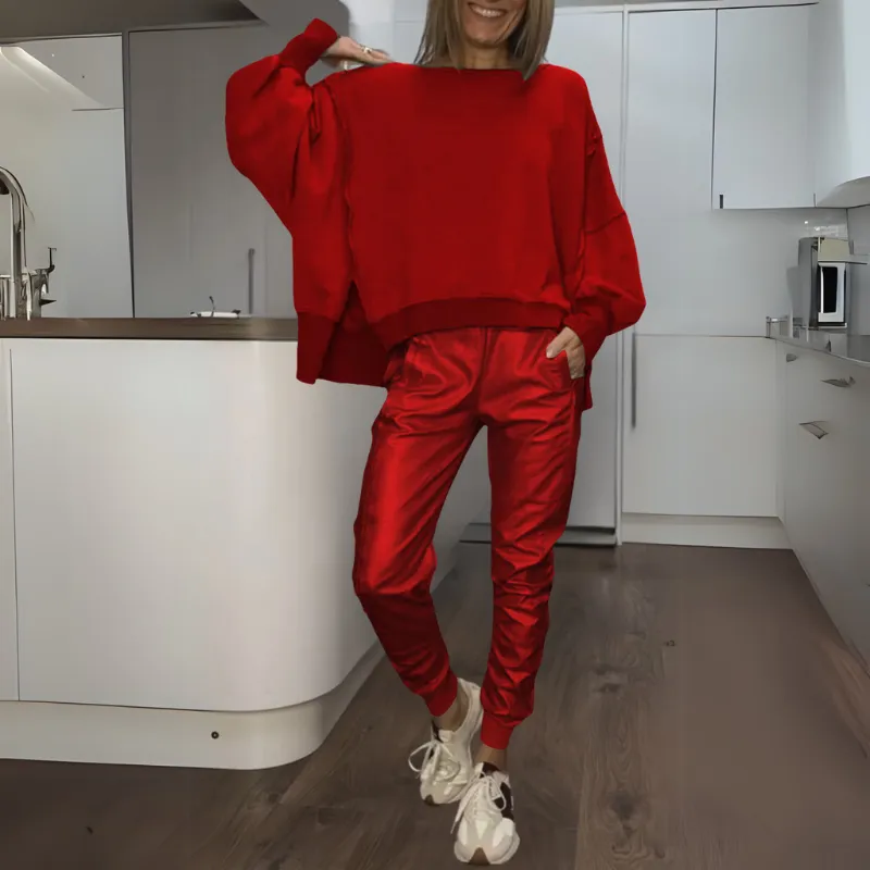 Tomasa - Satin Sweater And Jogger Set