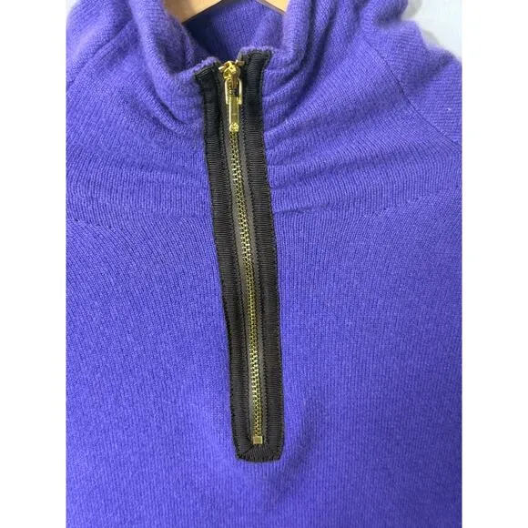 Tory Burch 100% Cashmere Sweater Women XS Purple Zipper Detail Quiet Luxury