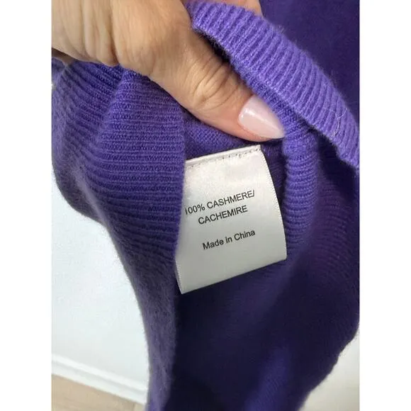 Tory Burch 100% Cashmere Sweater Women XS Purple Zipper Detail Quiet Luxury