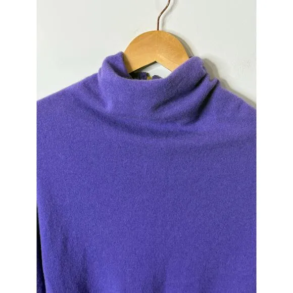 Tory Burch 100% Cashmere Sweater Women XS Purple Zipper Detail Quiet Luxury
